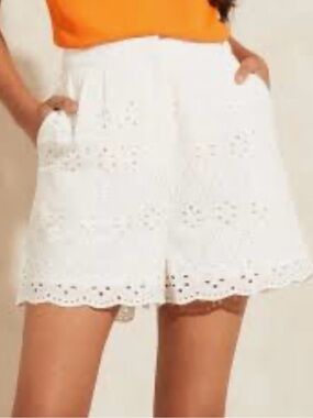 Primark White Eyelet Shorts Size 16 NWOT